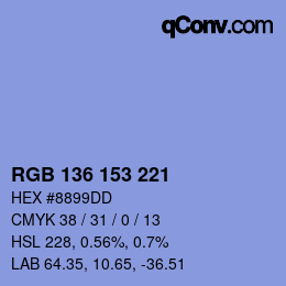 Código de color: RGB 136 153 221 | qconv.com