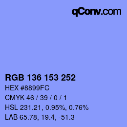 Color code: RGB 136 153 252 | qconv.com
