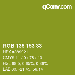 Color code: RGB 136 153 33 | qconv.com