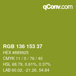 Color code: RGB 136 153 37 | qconv.com