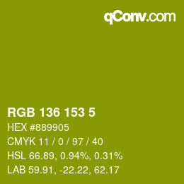 Color code: RGB 136 153 5 | qconv.com