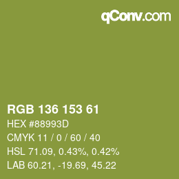 Color code: RGB 136 153 61 | qconv.com