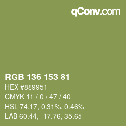 Color code: RGB 136 153 81 | qconv.com