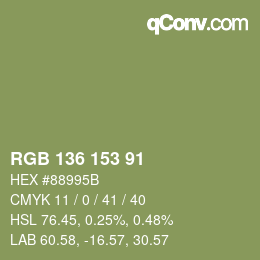 Color code: RGB 136 153 91 | qconv.com