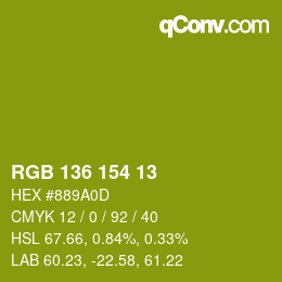 カラーコード: RGB 136 154 13 | qconv.com