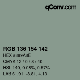 Color code: RGB 136 154 142 | qconv.com