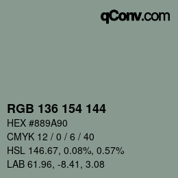 Color code: RGB 136 154 144 | qconv.com