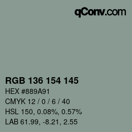 Color code: RGB 136 154 145 | qconv.com
