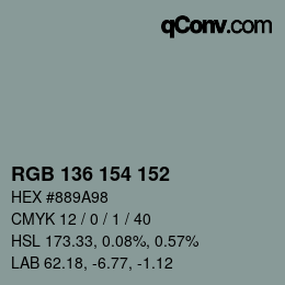 Color code: RGB 136 154 152 | qconv.com