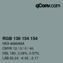 Color code: RGB 136 154 154 | qconv.com