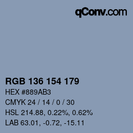 Color code: RGB 136 154 179 | qconv.com