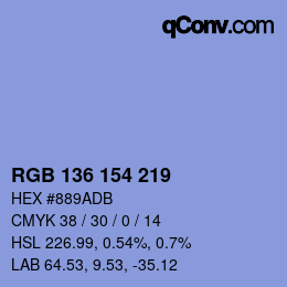 Color code: RGB 136 154 219 | qconv.com
