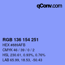 カラーコード: RGB 136 154 251 | qconv.com