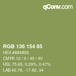 Color code: RGB 136 154 85 | qconv.com