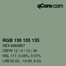 Color code: RGB 136 155 135 | qconv.com