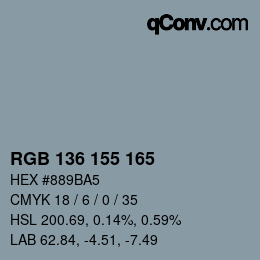 Color code: RGB 136 155 165 | qconv.com