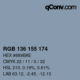 Color code: RGB 136 155 174 | qconv.com