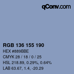 Color code: RGB 136 155 190 | qconv.com