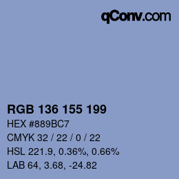 Color code: RGB 136 155 199 | qconv.com