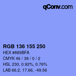Color code: RGB 136 155 250 | qconv.com