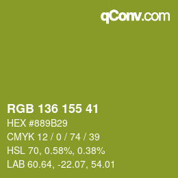 Color code: RGB 136 155 41 | qconv.com