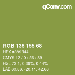 カラーコード: RGB 136 155 68 | qconv.com
