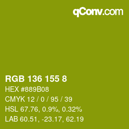 カラーコード: RGB 136 155 8 | qconv.com