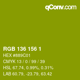 Color code: RGB 136 156 1 | qconv.com