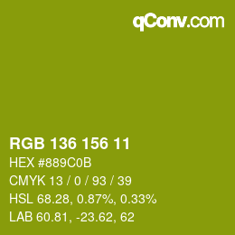 Color code: RGB 136 156 11 | qconv.com
