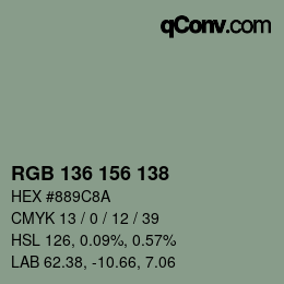 Color code: RGB 136 156 138 | qconv.com