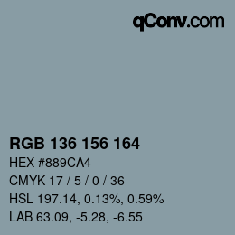 Color code: RGB 136 156 164 | qconv.com