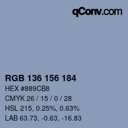 Color code: RGB 136 156 184 | qconv.com