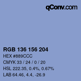 Color code: RGB 136 156 204 | qconv.com