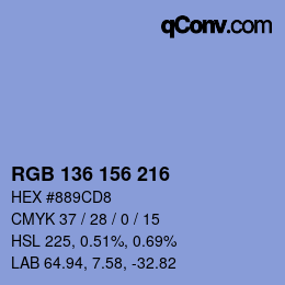 Color code: RGB 136 156 216 | qconv.com
