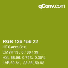 Color code: RGB 136 156 22 | qconv.com