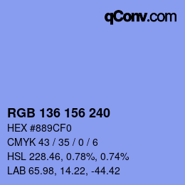 Color code: RGB 136 156 240 | qconv.com