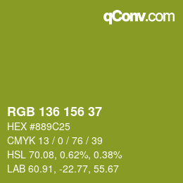 Color code: RGB 136 156 37 | qconv.com