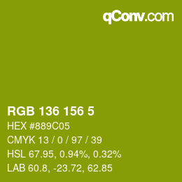 カラーコード: RGB 136 156 5 | qconv.com