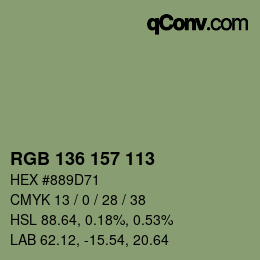 Color code: RGB 136 157 113 | qconv.com