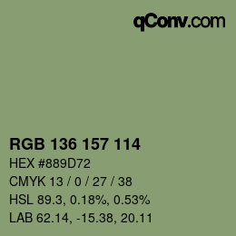 Color code: RGB 136 157 114 | qconv.com