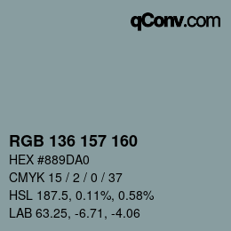 Color code: RGB 136 157 160 | qconv.com