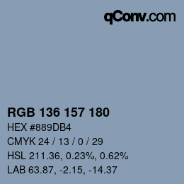 Color code: RGB 136 157 180 | qconv.com