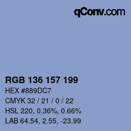 Color code: RGB 136 157 199 | qconv.com