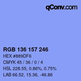 Color code: RGB 136 157 246 | qconv.com