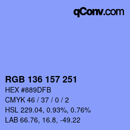 Color code: RGB 136 157 251 | qconv.com