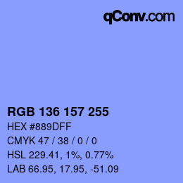 Color code: RGB 136 157 255 | qconv.com
