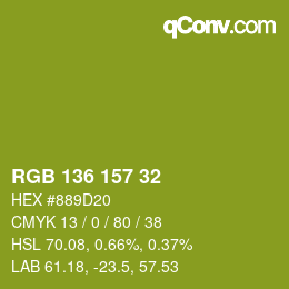 颜色代码: RGB 136 157 32 | qconv.com