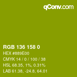 カラーコード: RGB 136 158 0 | qconv.com