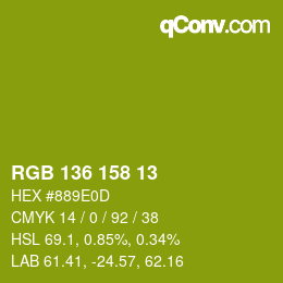 Color code: RGB 136 158 13 | qconv.com
