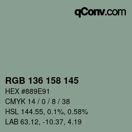 Color code: RGB 136 158 145 | qconv.com